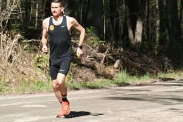 Coach Chris performing a base building run while marathon training.