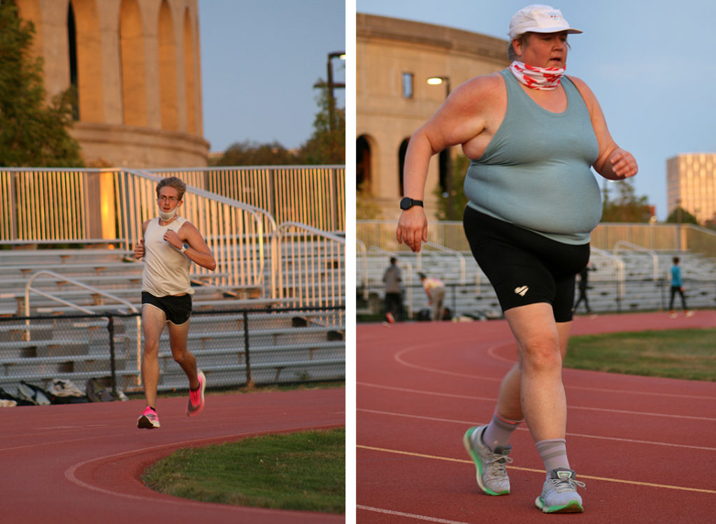 John G and Lella B at the Harvard Track for a Speed Session