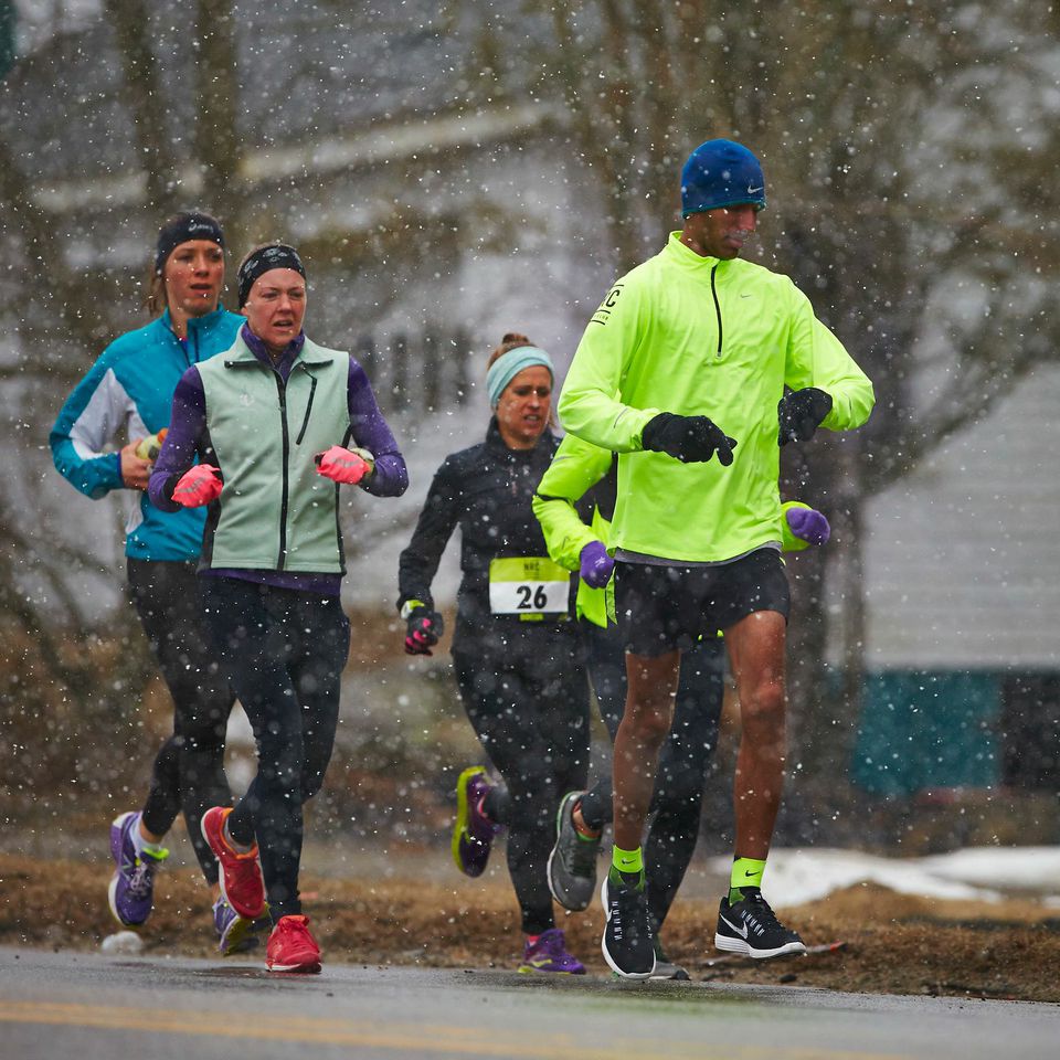 Knighton Runs Athlete Kat O training for the Boston Marathon in the snow!