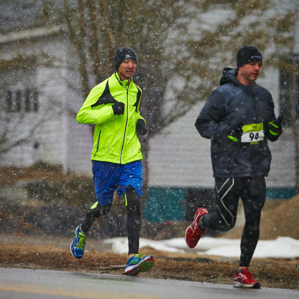 Knighton Runs Athlete Jason Y getting after it on race day in the snow!