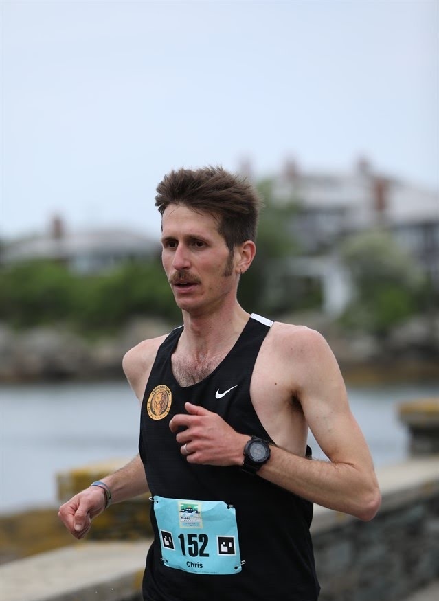 Coach Chris Knighton running the 2021 Newport Rhode Island Marathon.