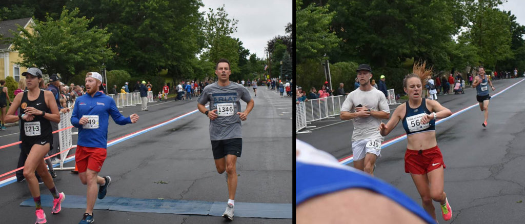 Erica Knighton and Regan Rome finish the Hingham Fourth of July Road Race